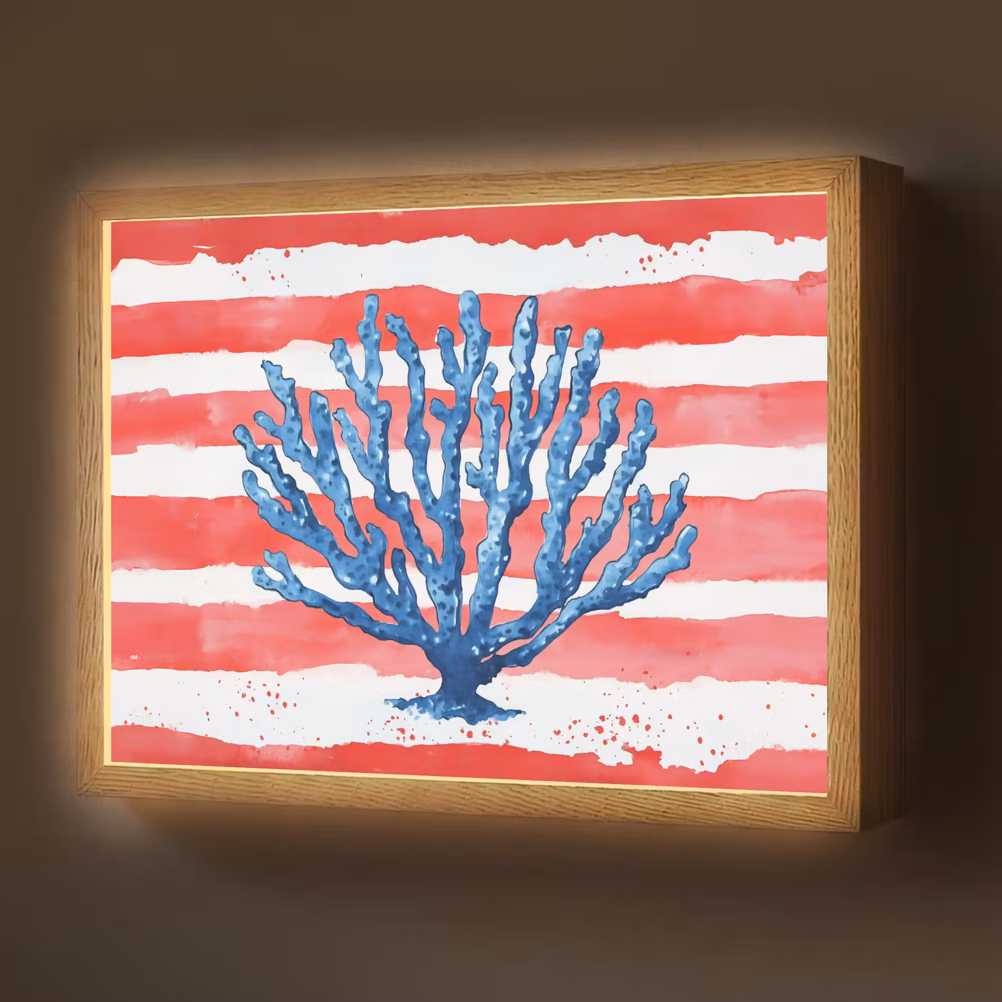 Lightbox - Wandlamp - Koraal - Verfstructuur - Rood - Blauw