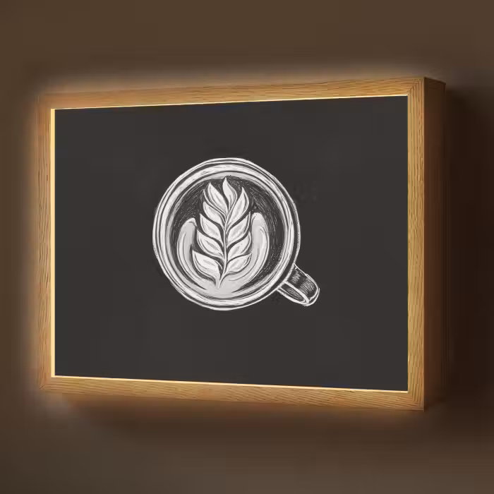 Lightbox - Wandlamp - Krijttekening - Koffie - Latte art
