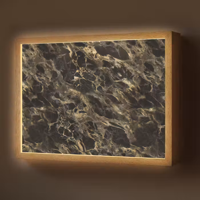 Lightbox - Wandlamp - Kristal - Goud - Zwart - Marmer