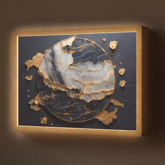 Lightbox - Wandlamp - Kunst - Goud - Zwart - Modern - Abstract