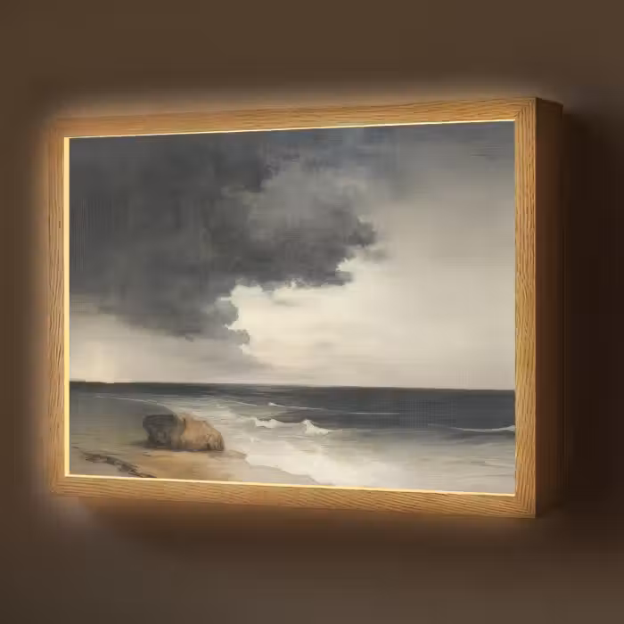Lightbox - Wandlamp - Kust - Golven - Rots - Storm