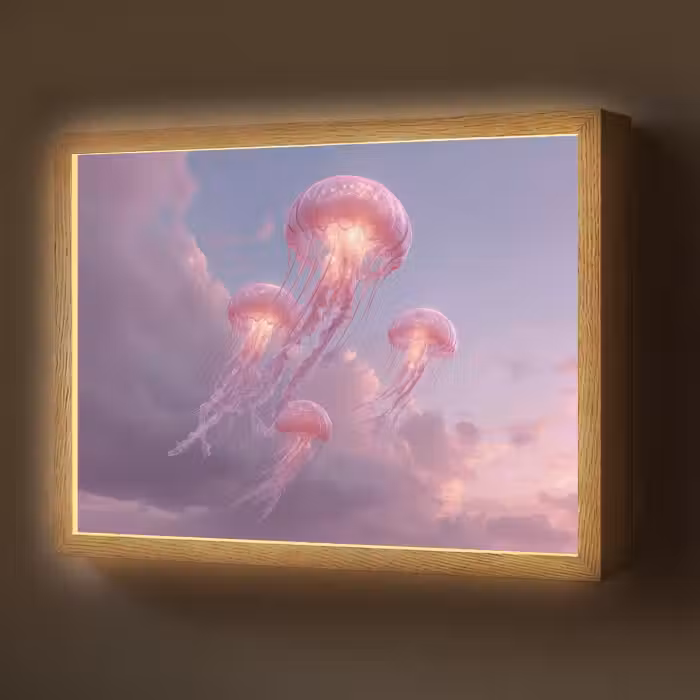 Lightbox - Wandlamp - Kwallen - Roze - Wolken