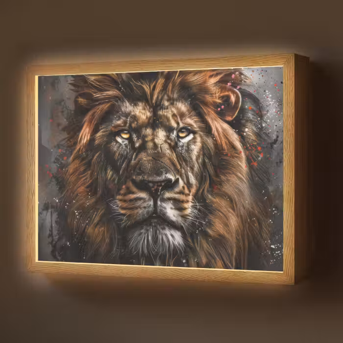 Lightbox - Wandlamp - Leeuw - Dieren - Portret - Zwart - Luxe