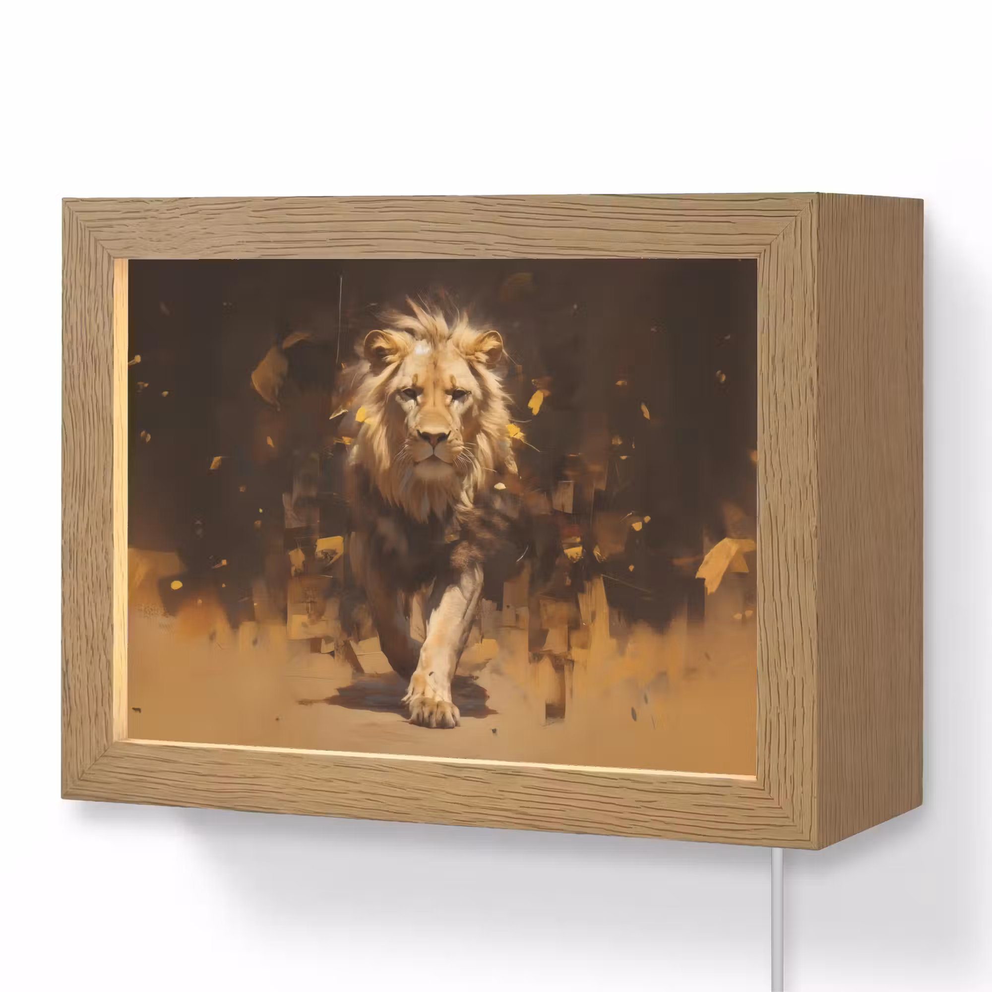 Lightbox - Wandlamp - Leeuw - Geschilderd - Abstract - Goud