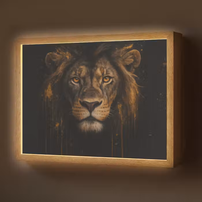 Lightbox - Wandlamp - Leeuw - Goud - Druppels