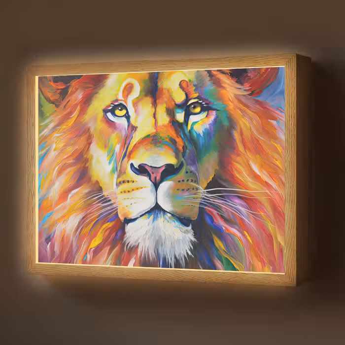 Lightbox - Wandlamp - Leeuw - Olieverf - Kunst - Dieren