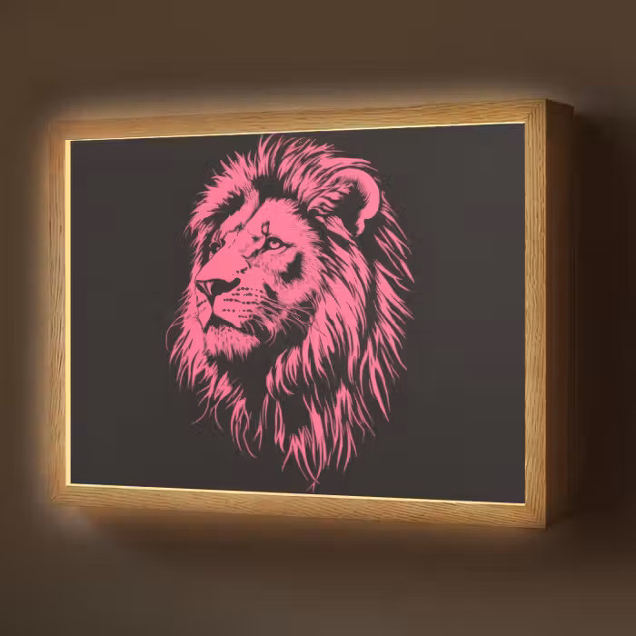 Lightbox - Wandlamp - Leeuw - Zwart - Roze - Neon
