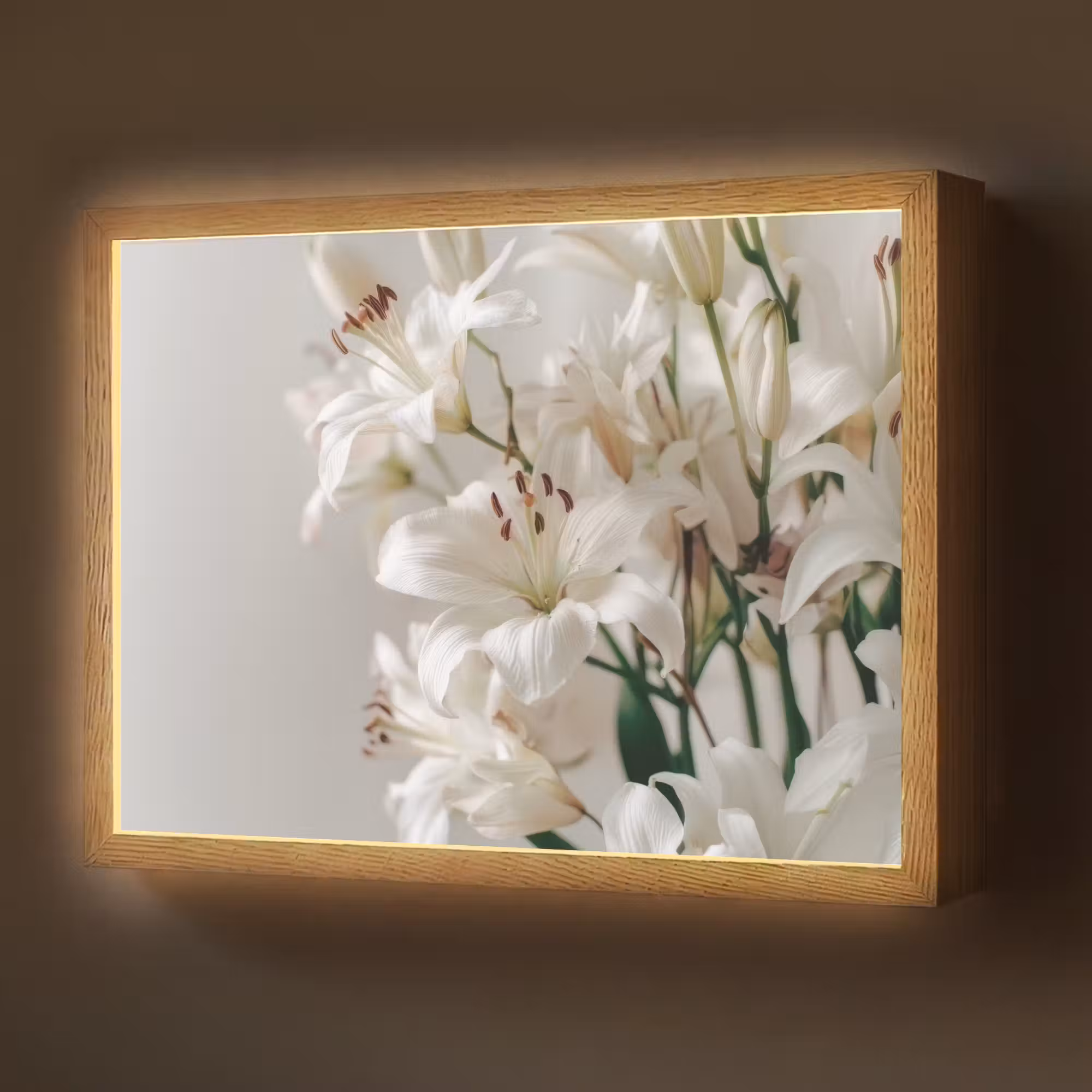 Lightbox - Wandlamp - Lelies - Boekte - Wit - Meeldraden