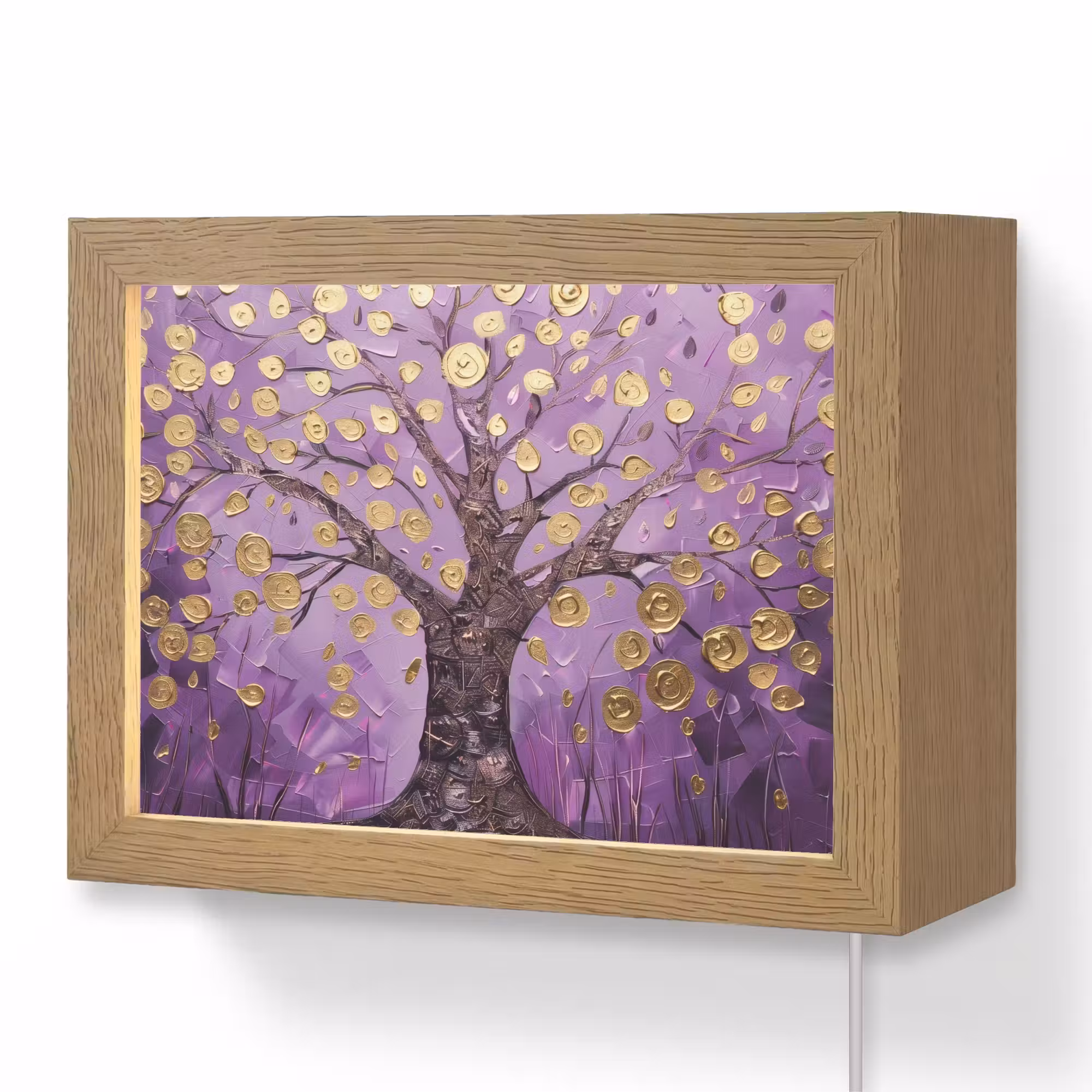 Lightbox - Wandlamp - Levensboom - Boom - Paars - Goud - Modern