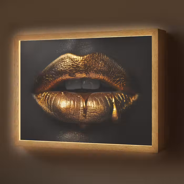 Lightbox - Wandlamp - Lippen - Goud - Abstract - Zwart - Aesthetic