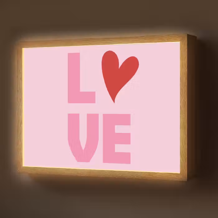 Lightbox - Wandlamp - Love - Roze - Hart - Valentijn