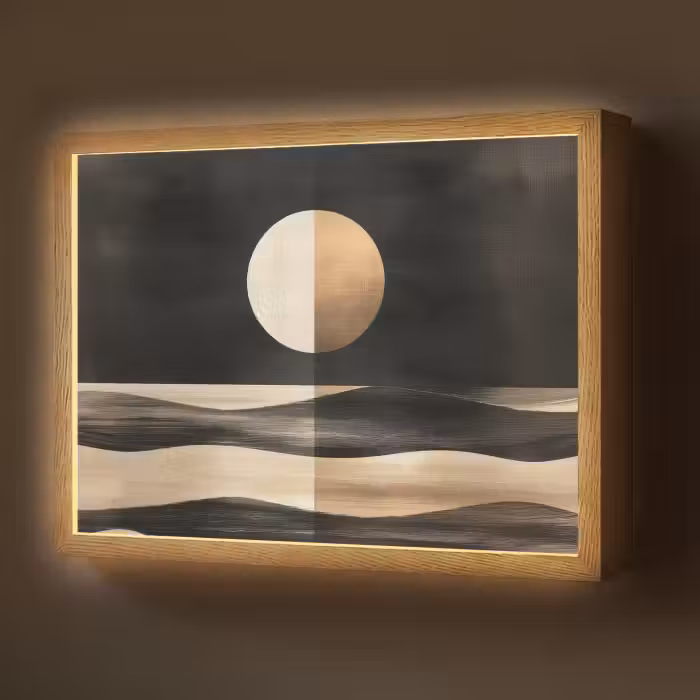 Lightbox - Wandlamp - Maan - Cirkel - Goud
