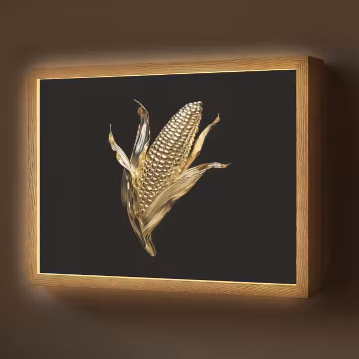 Lightbox - Wandlamp - Mais - Eten - Goud - Zwart