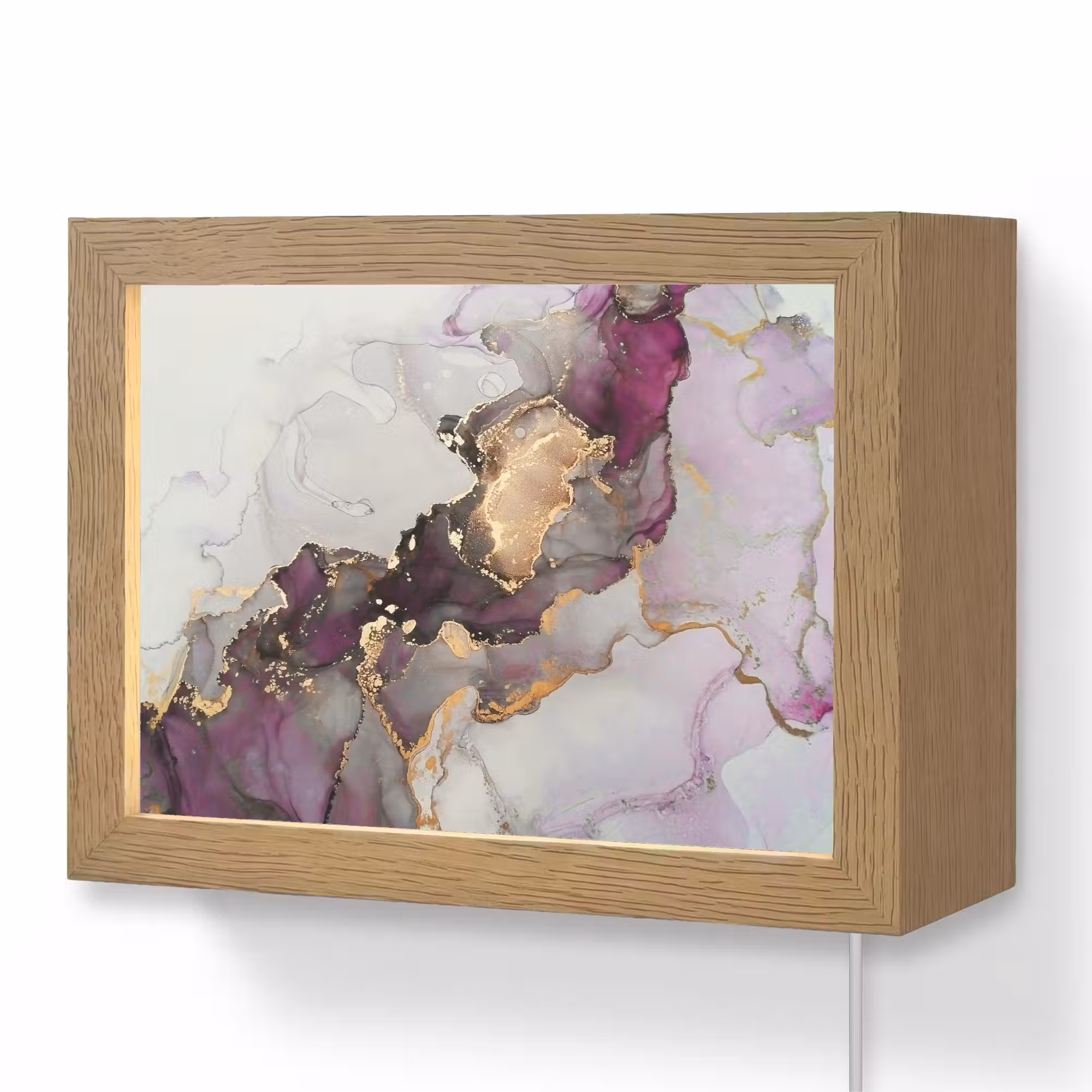 Lightbox - Wandlamp - Marmer - Abstract - Goud - Paars
