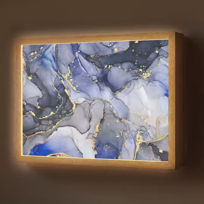 Lightbox - Wandlamp - Marmer - Goud - Abstract - Blauw