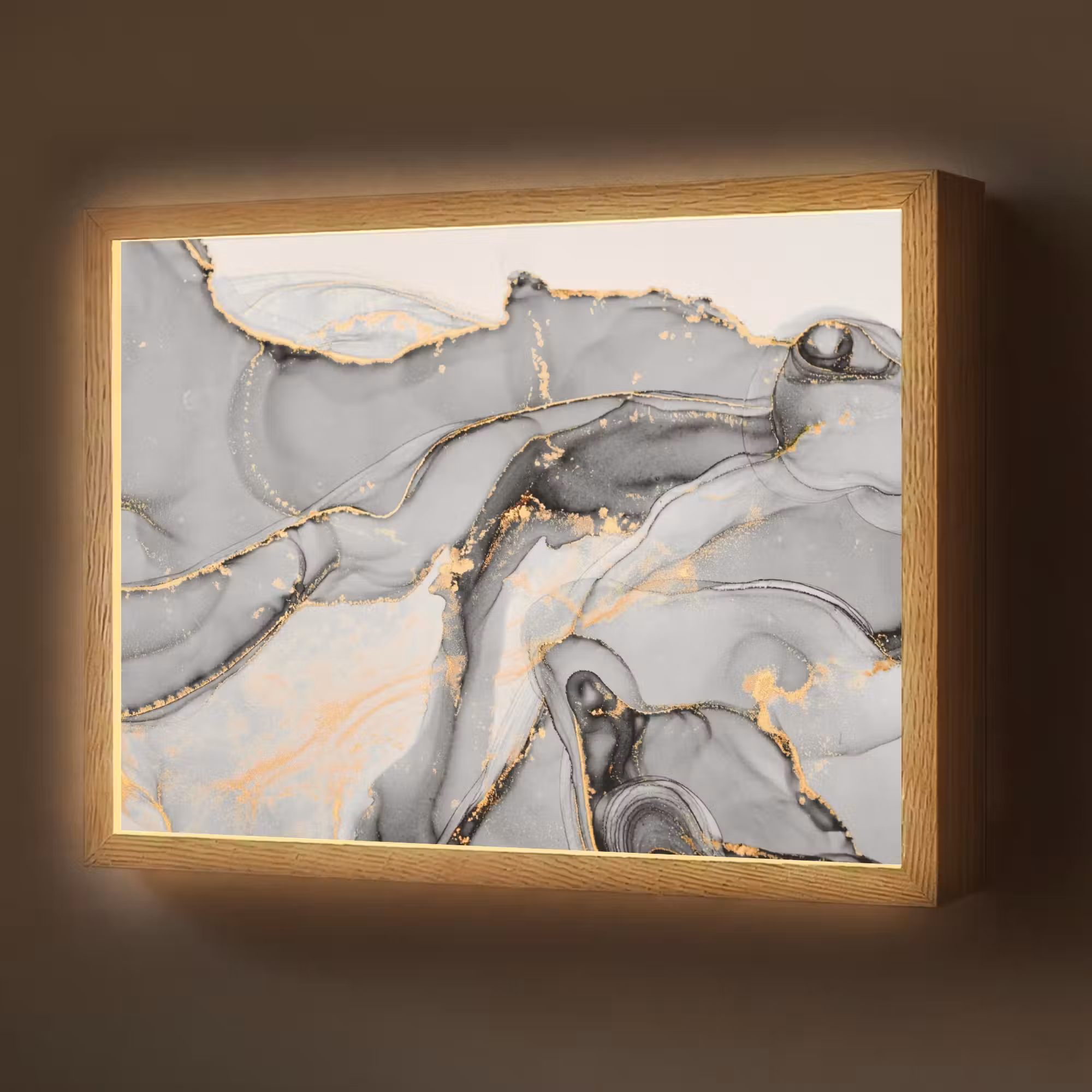 Lightbox - Wandlamp - Marmer - Goud - Grijs