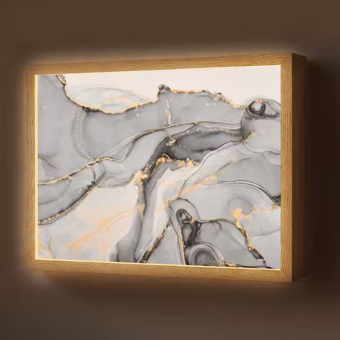 Lightbox - Wandlamp - Marmer - Goud - Grijs