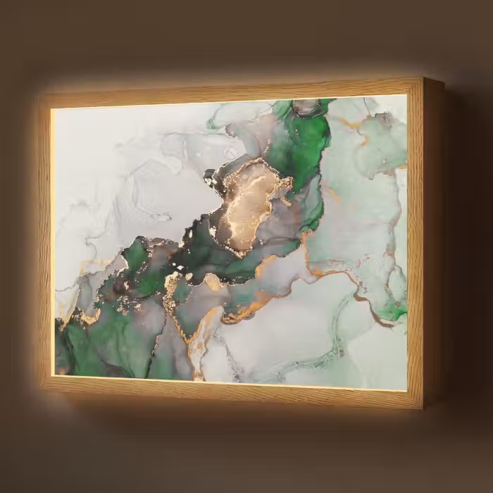 Lightbox - Wandlamp - Marmer - Goud - Groen - Luxe