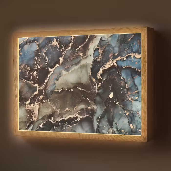 Lightbox - Wandlamp - Marmer - Goud - Groen