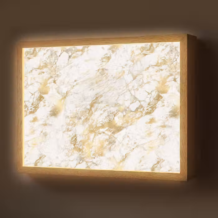 Lightbox - Wandlamp - Marmer - Goud - Structuur