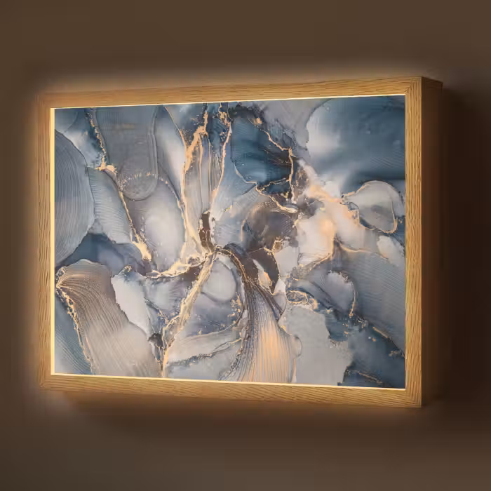 Lightbox - Wandlamp - Marmer - Grijs - Blauw - Luxe - Goud