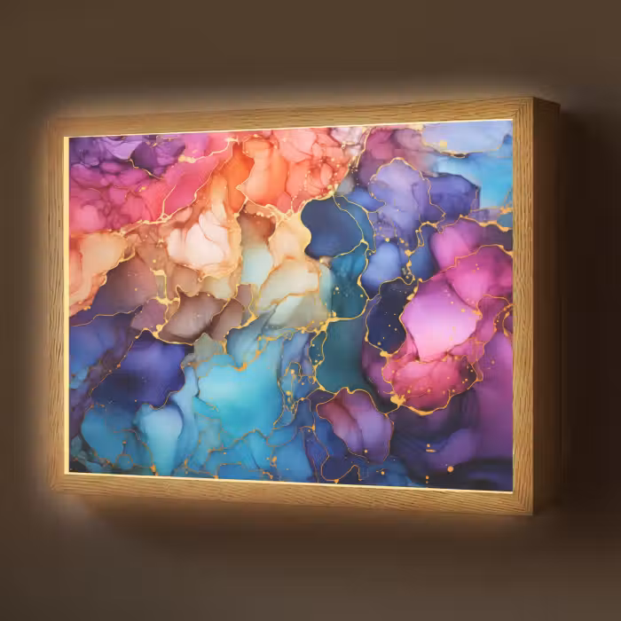 Lightbox - Wandlamp - Marmer - Kleurrijk - Kleuren - Abstract