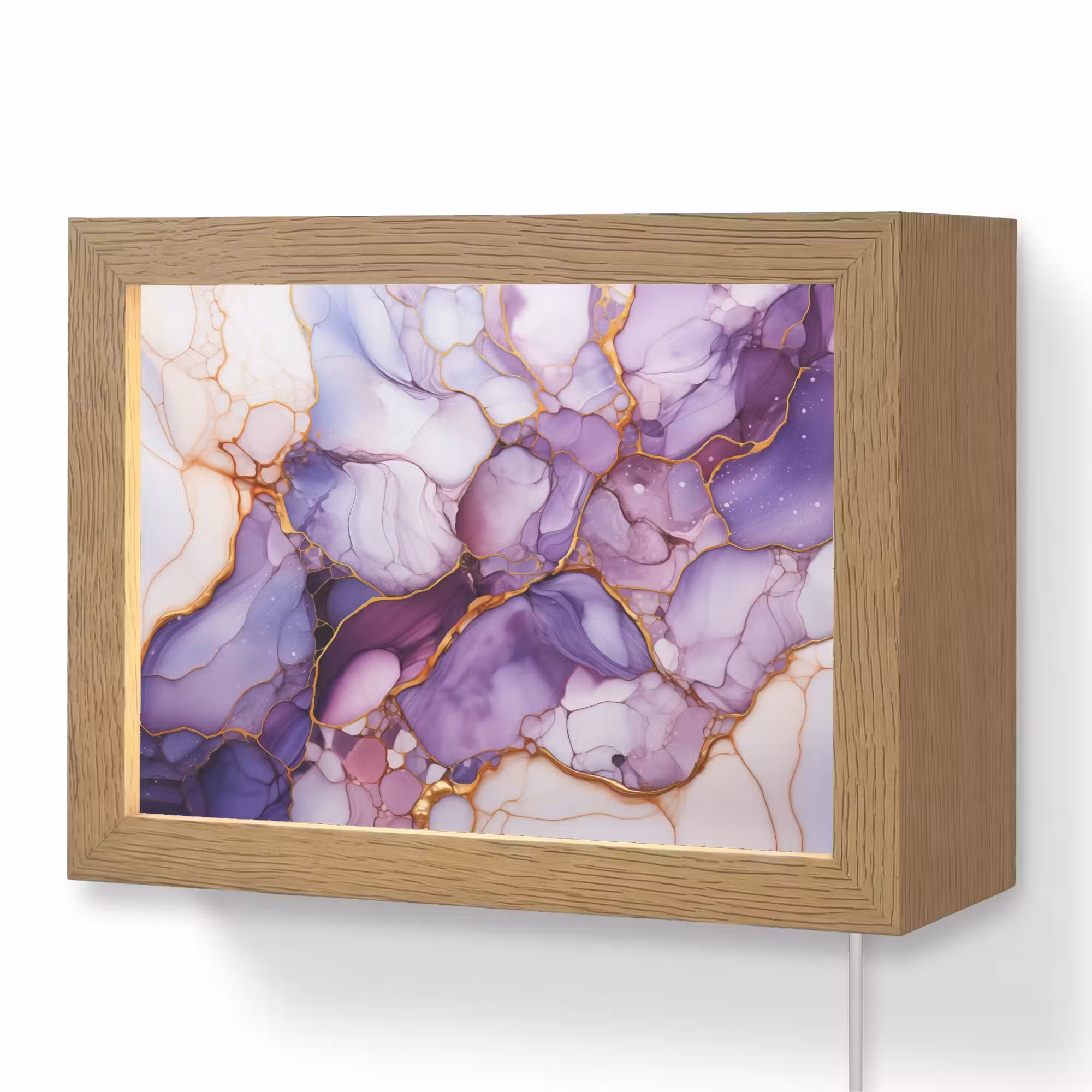 Lightbox - Wandlamp - Marmer - Paars - Lila - Goud