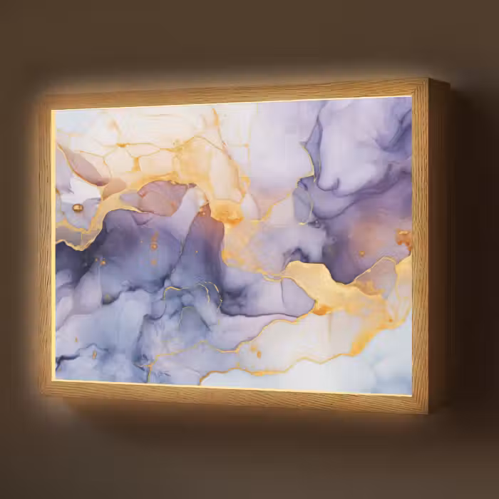 Lightbox - Wandlamp - Marmer - Paars - Lila - Goud - Abstract