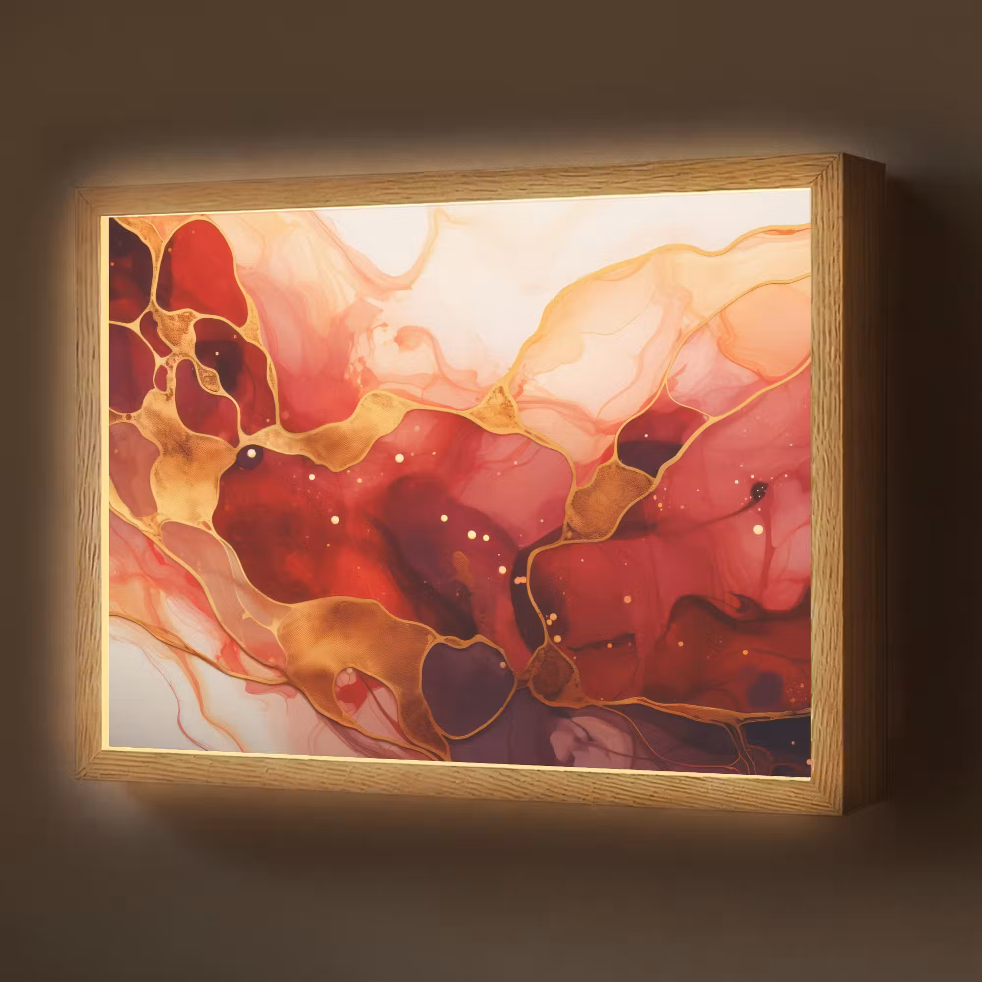 Lightbox - Wandlamp - Marmer - Rood - Goud - Modern - Abstract