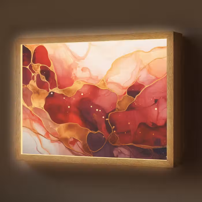 Lightbox - Wandlamp - Marmer - Rood - Goud - Modern - Abstract