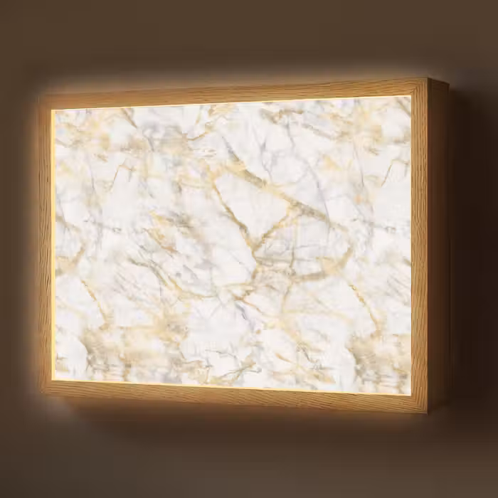 Lightbox - Wandlamp - Marmer - Wit - Expressief - Goudaccenten