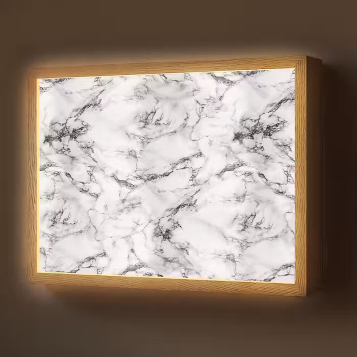Lightbox - Wandlamp - Marmer - Zwart - Dramatisch - Wit