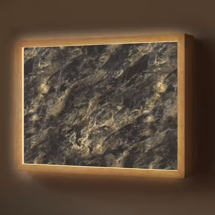 Lightbox - Wandlamp - Marmer - Zwart - Goud