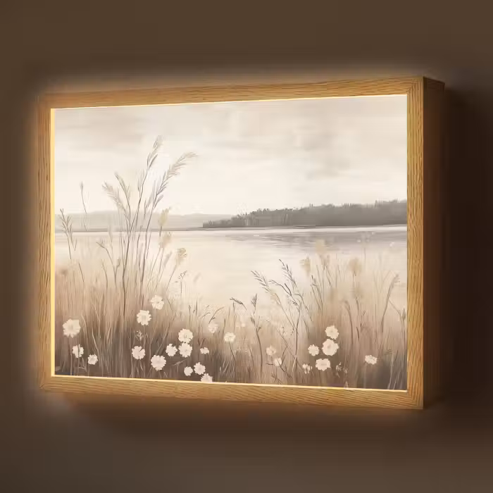 Lightbox - Wandlamp - Meer - Water - Natuur - Beige