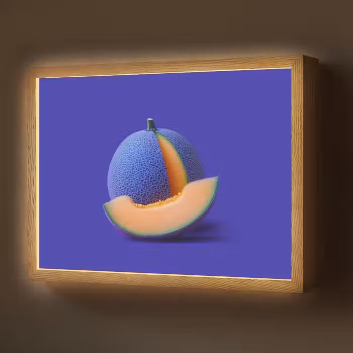 Lightbox - Wandlamp - Meloen - Blauw - Oranje - Kunstzinnig