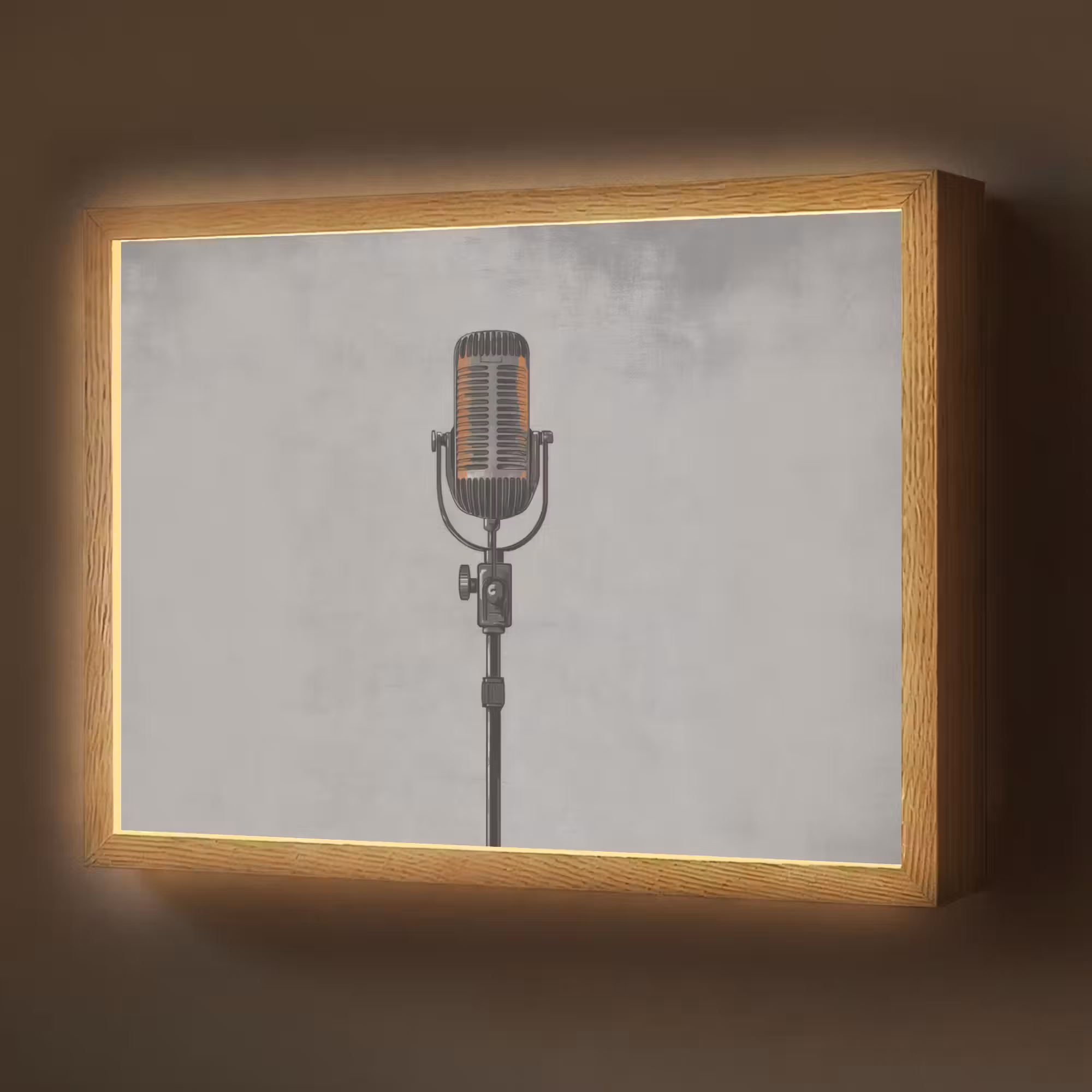 Lightbox - Wandlamp - Microfoon - Vintage - Illustratie - Grijs