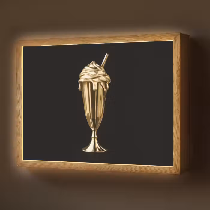 Lightbox - Wandlamp - Milkshake - Goud - Drinken - Zwart