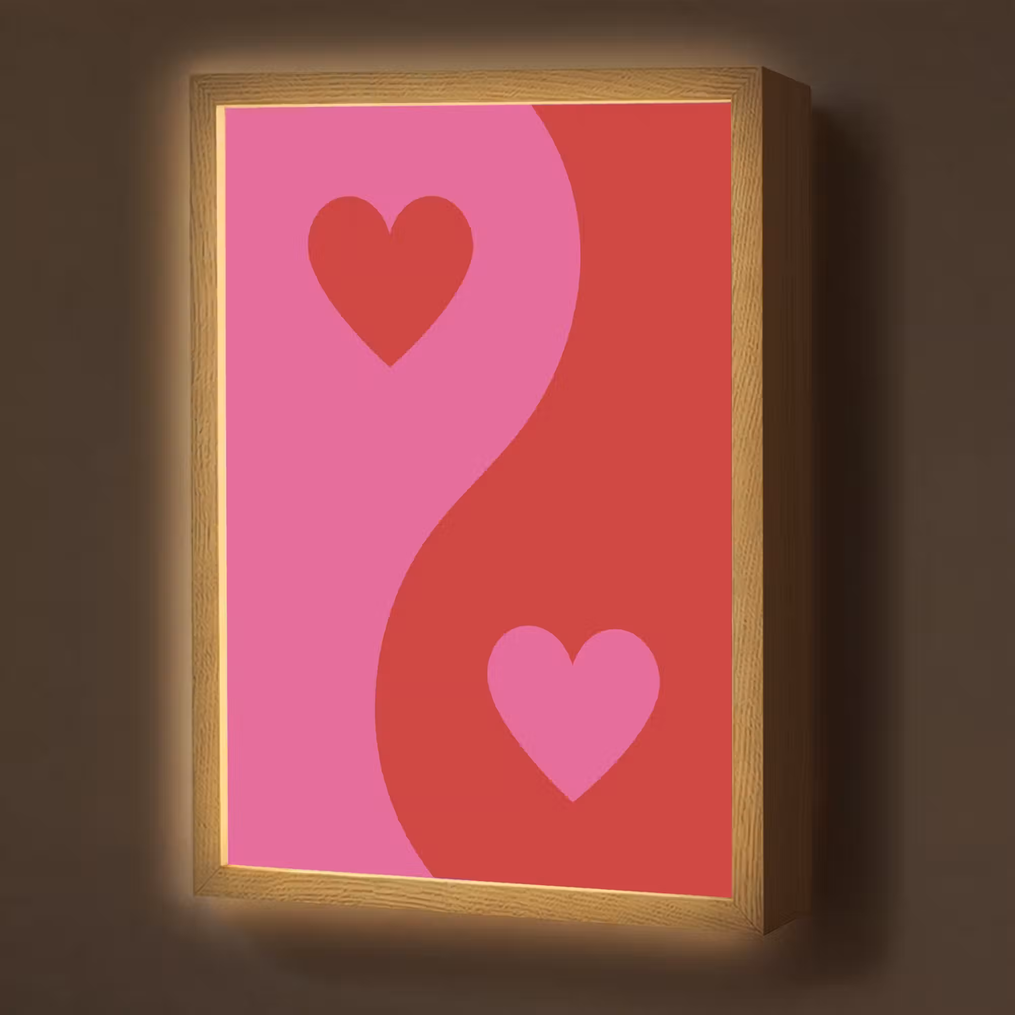 Lightbox - Wandlamp - Minimalistisch - Rood - Roze - Hartjes