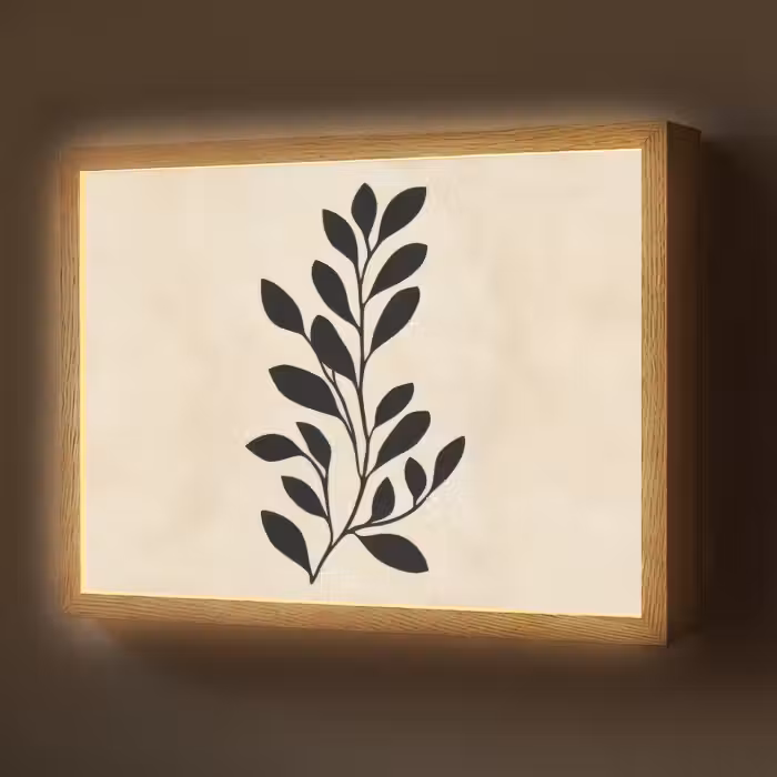 Lightbox - Wandlamp - Minimalistisch - Tak - Bladeren - Zwart