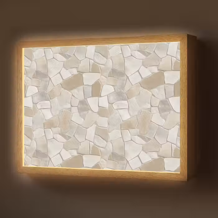 Lightbox - Wandlamp - Mozaïek - Stenen - Beige