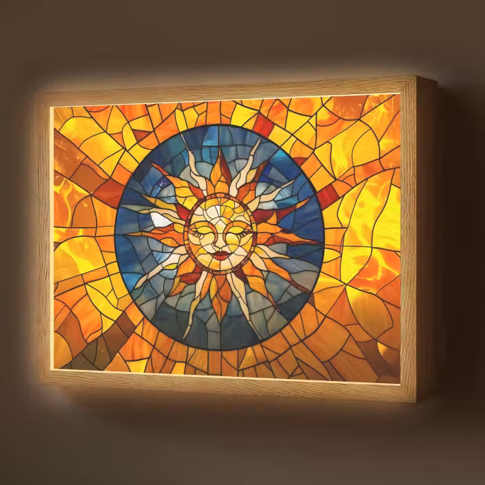 Lightbox - Wandlamp - Mozaïek - Zon - Geel - Cirkel