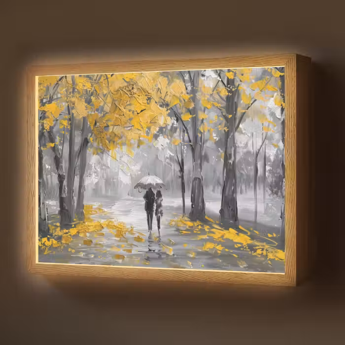 Lightbox - Wandlamp - Natuur - Geel - Park - Zwart - Wit