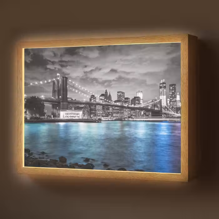 Lightbox - Wandlamp - New York - Skyline - Stad - Blauw