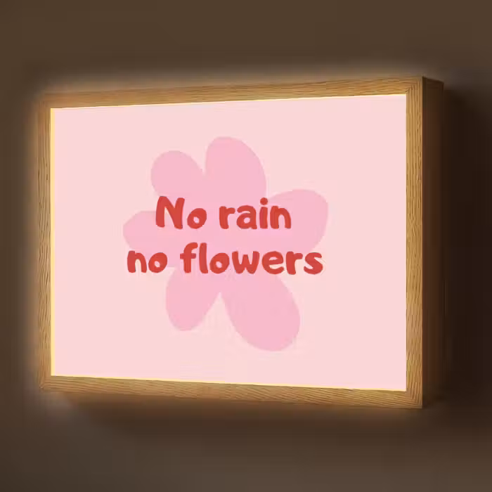 Lightbox - Wandlamp - No rain no flowers - Bloem - Roze