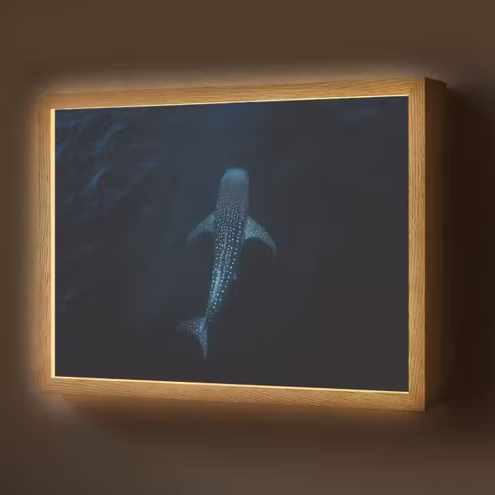 Lightbox - Wandlamp - Oceaan - Walvishaai - Donkerblauw - Vlekken