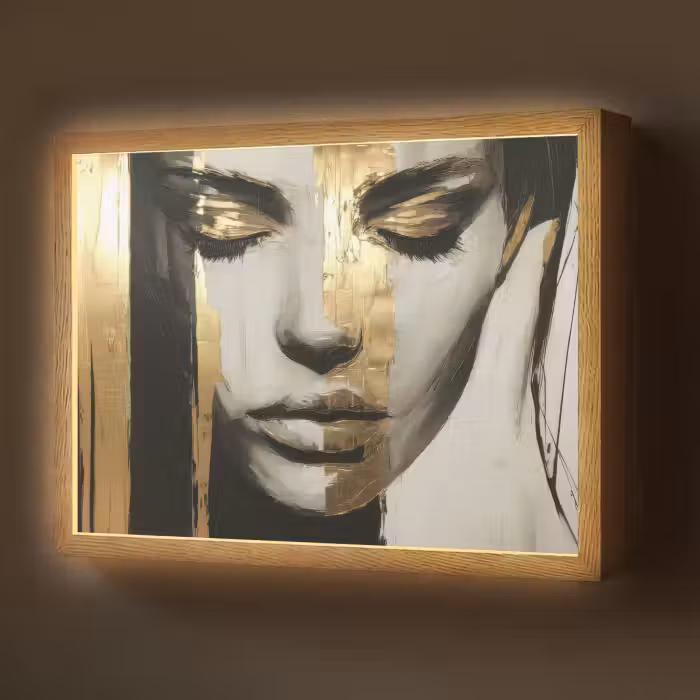 Lightbox - Wandlamp - Ogen - Gezicht - Goud - Strepen