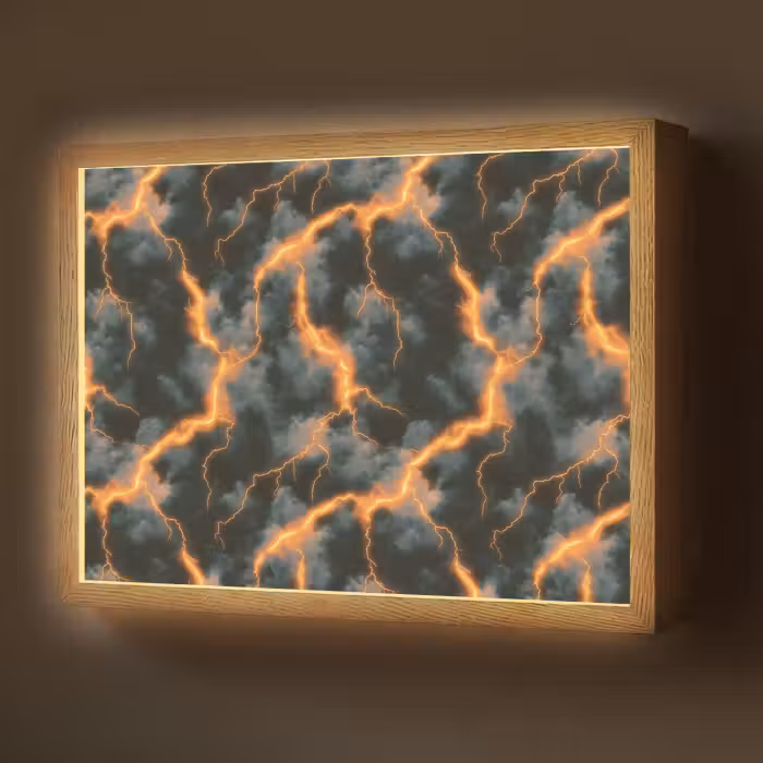 Lightbox - Wandlamp - Oranje - Bliksem - Wolken