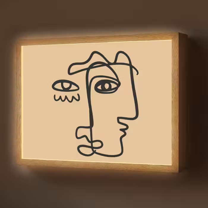 Lightbox - Wandlamp - Overlappende profielen - Lichtbruin - Zwart