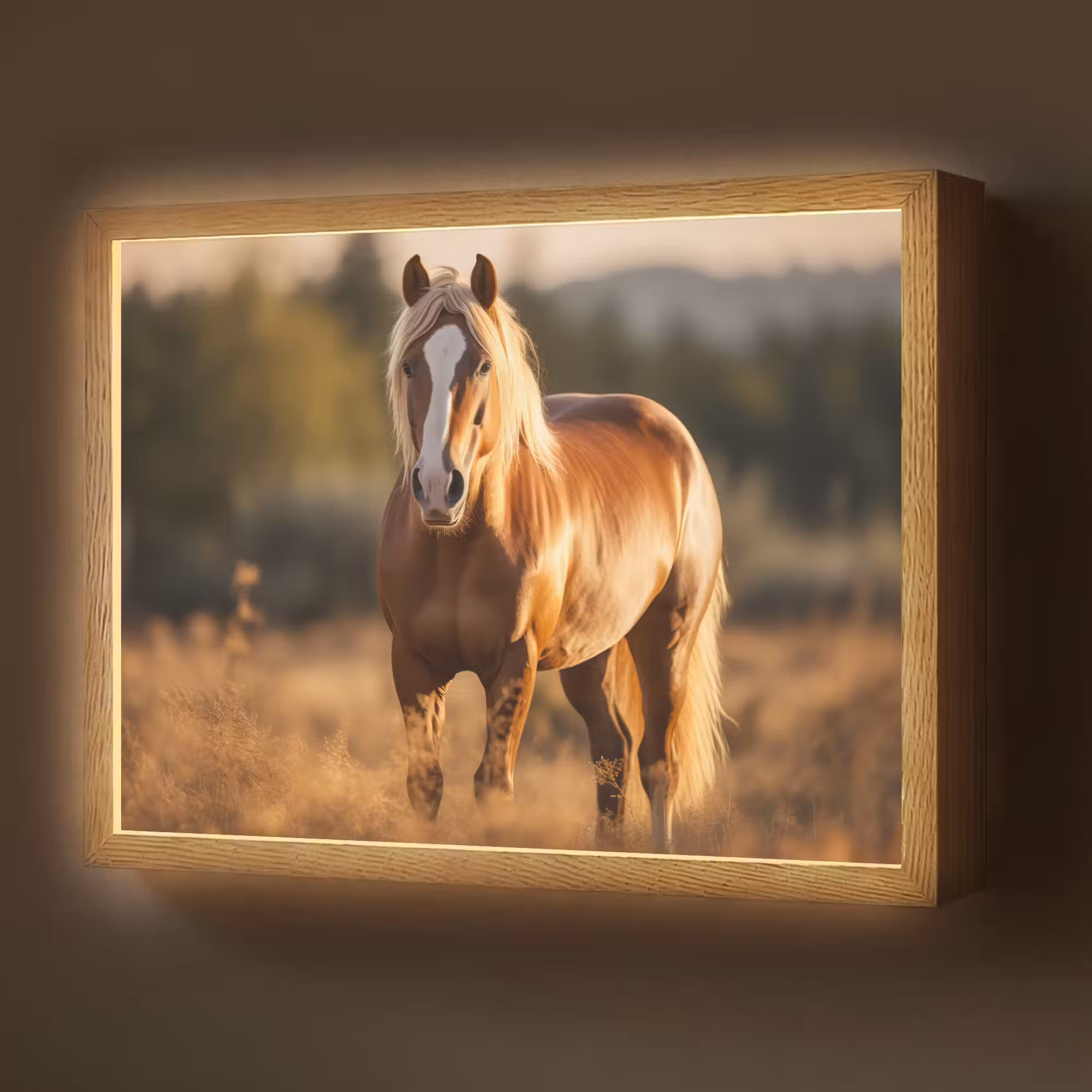 Lightbox - Wandlamp - Paard - Bruin - Natuur - Weiland - Dier