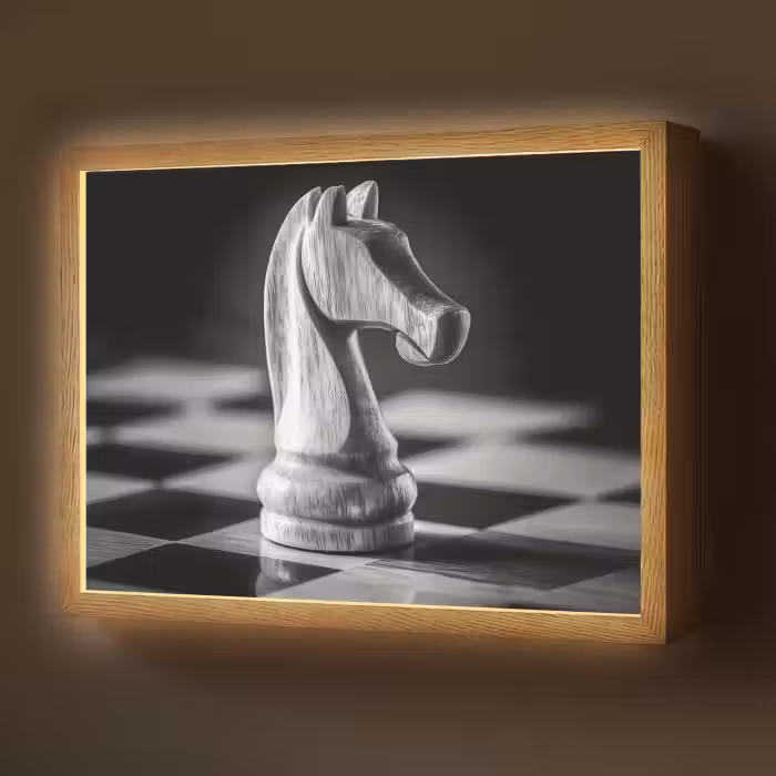 Lightbox - Wandlamp - Paard - Hout - Schaalbord - Zwart